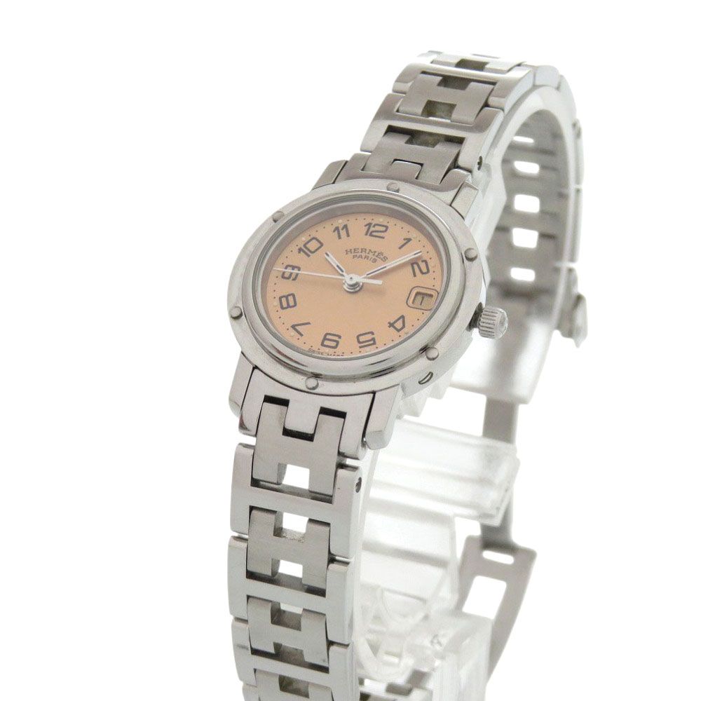 Hermes SS Pink Quartz Watch — view 3