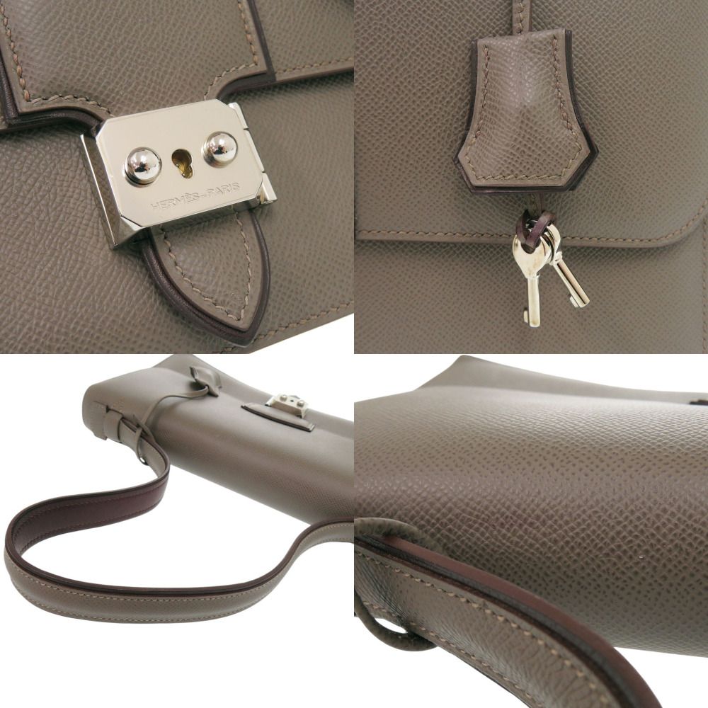 Hermes Iriko Elan 32 Veau Epsom Etain Silver Shoulder Bag — view 9