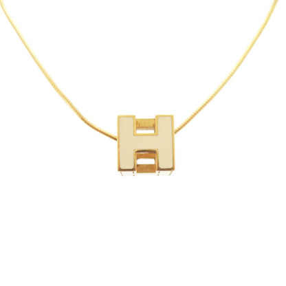 Hermes Cage Cube Metal Ivory Necklace