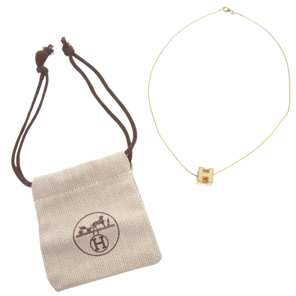 Hermes Cage Cube Metal Ivory Necklace — view 2
