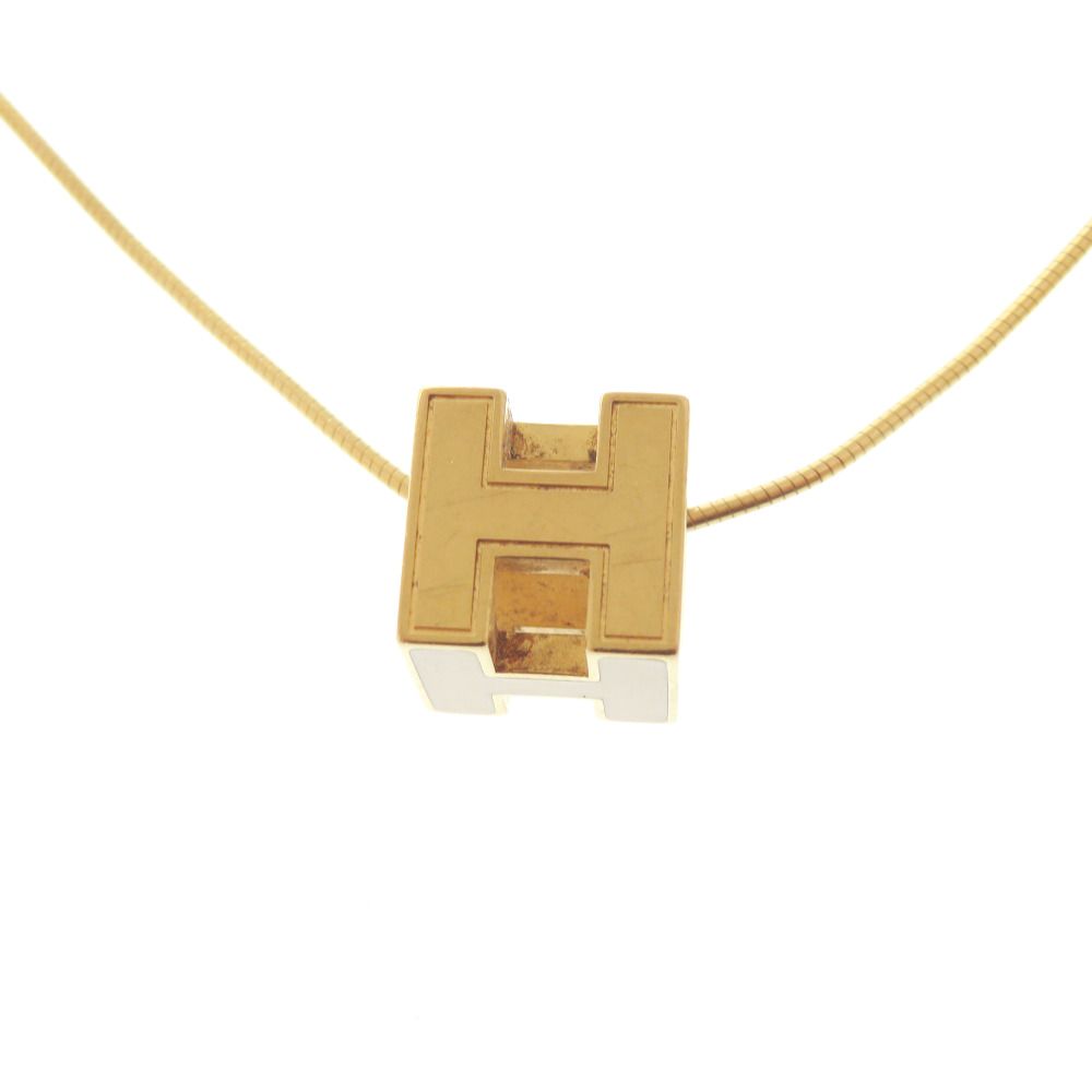 Hermes Cage Cube Metal Ivory Necklace — view 5