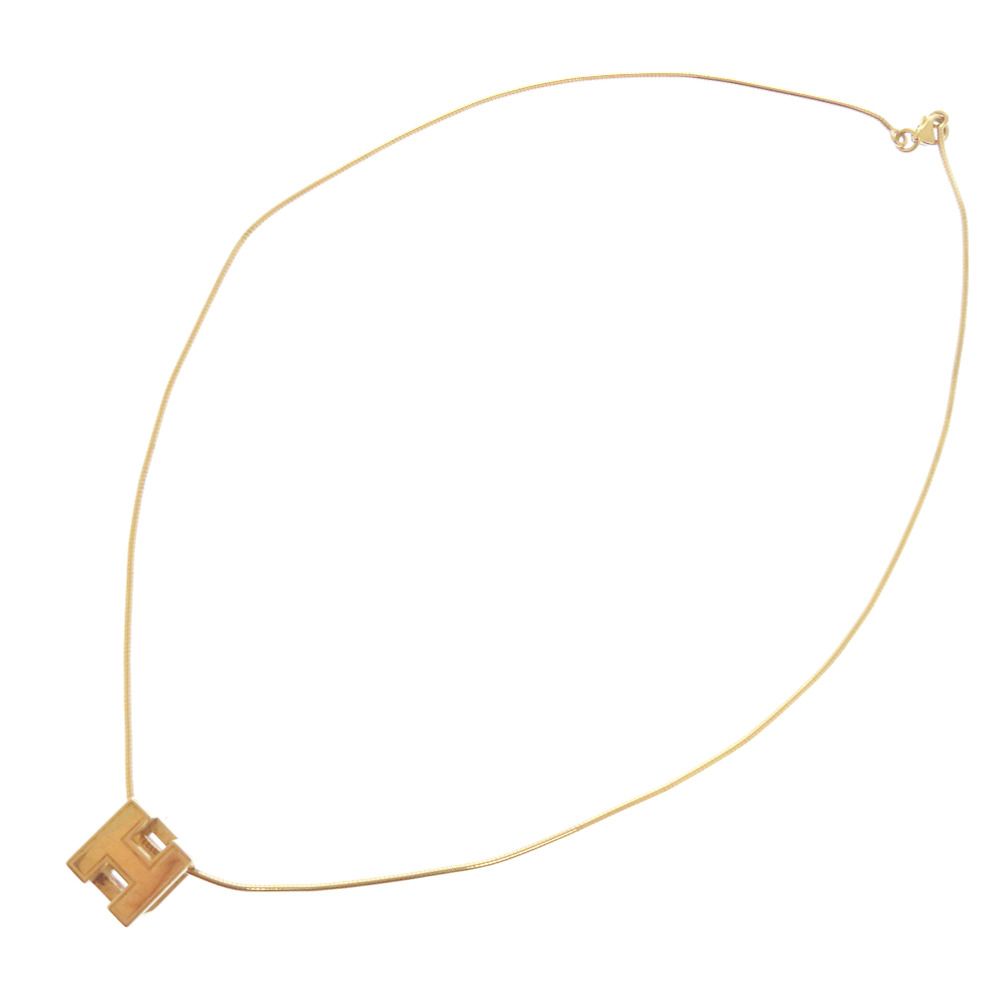 Hermes Cage Cube Metal Ivory Necklace — view 3