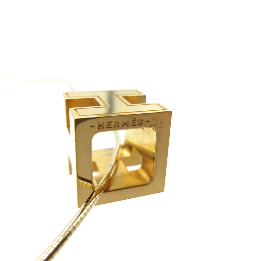 Hermes Cage Cube Metal Ivory Necklace — view 4
