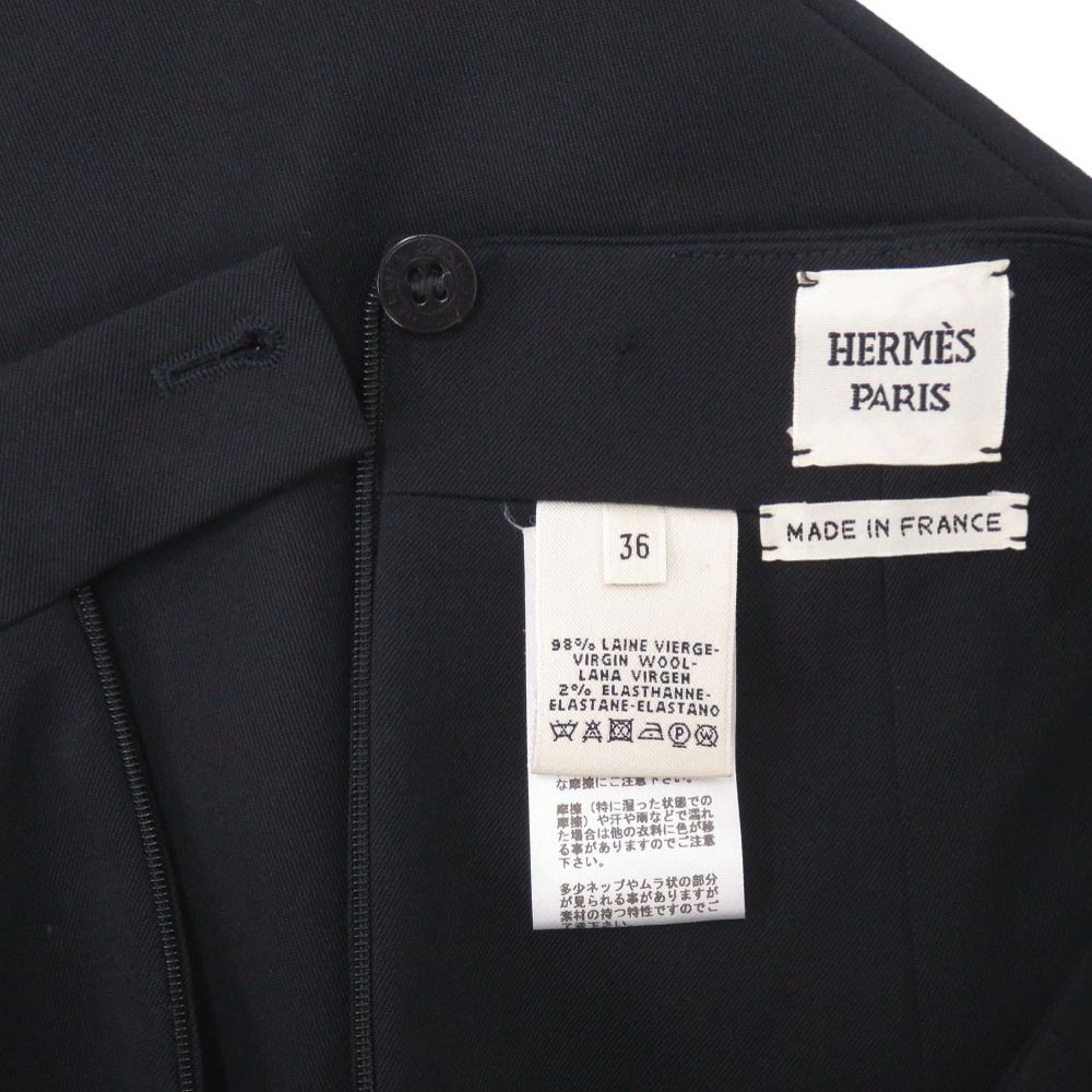 Hermes Skirt 36 Wool Polyurethane Black — view 5