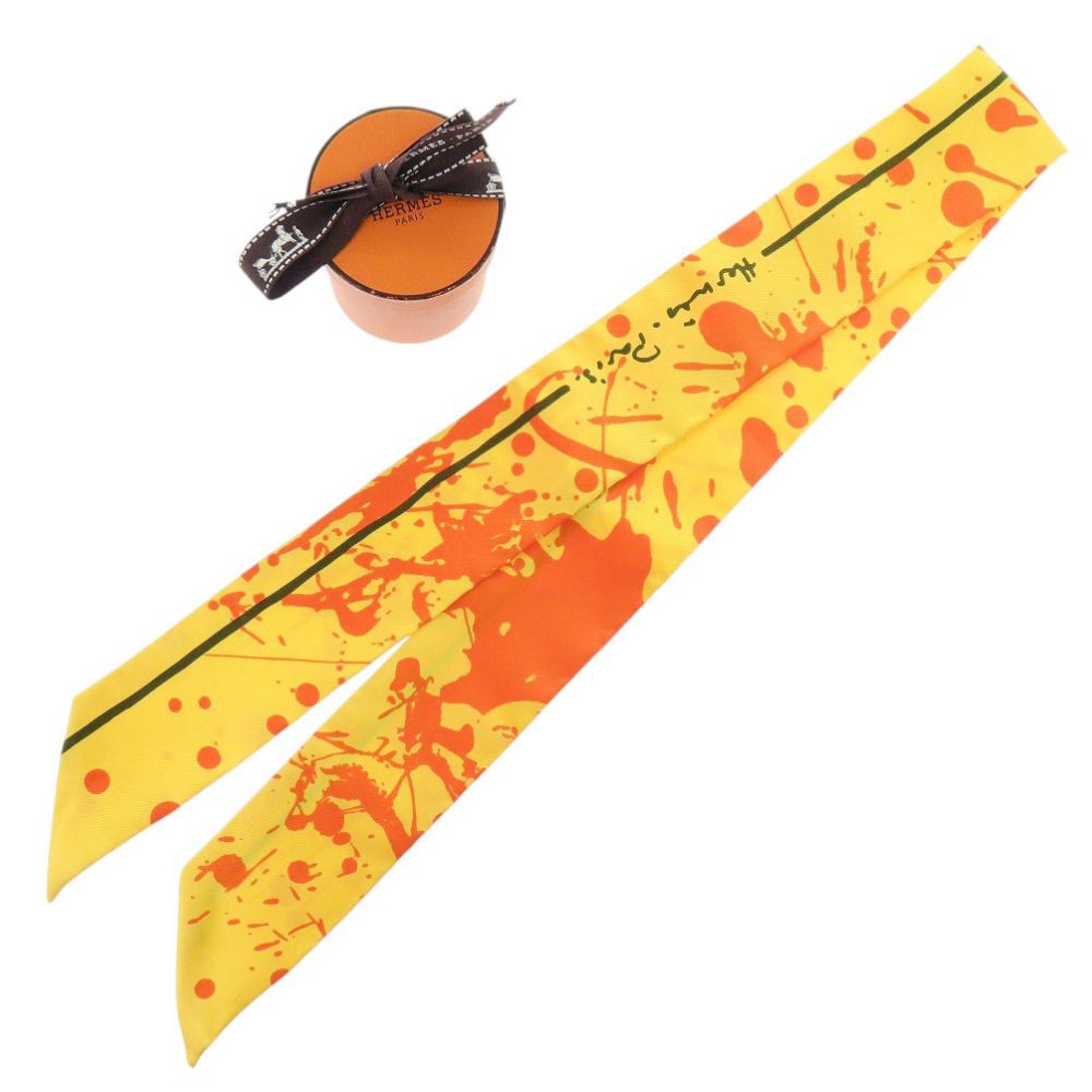 Hermes Twilly Unexpected Horse Silk Yellow Scarf