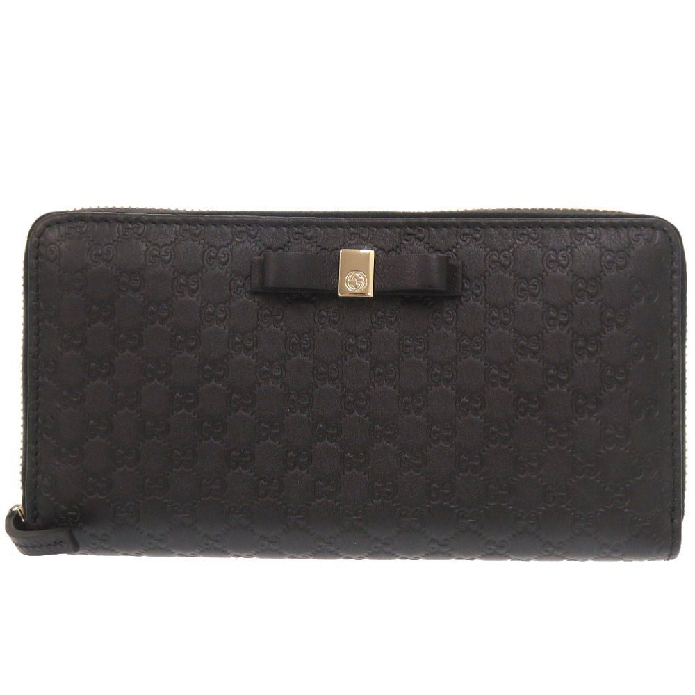 Gucci Micro Guccissima Ribbon Black Zip Around Wallet