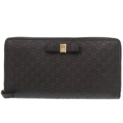 Gucci Micro Guccissima Ribbon Black Zip Around Wallet