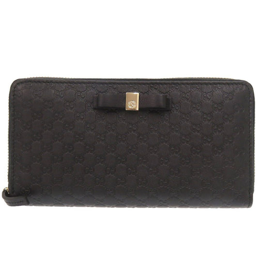 Gucci Micro Guccissima Ribbon Black Zip Around Wallet