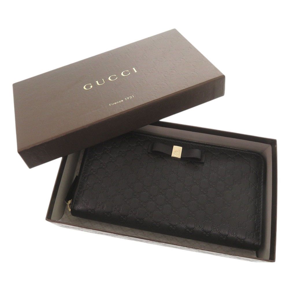 Gucci Micro Guccissima Ribbon Black Zip Around Wallet — view 2
