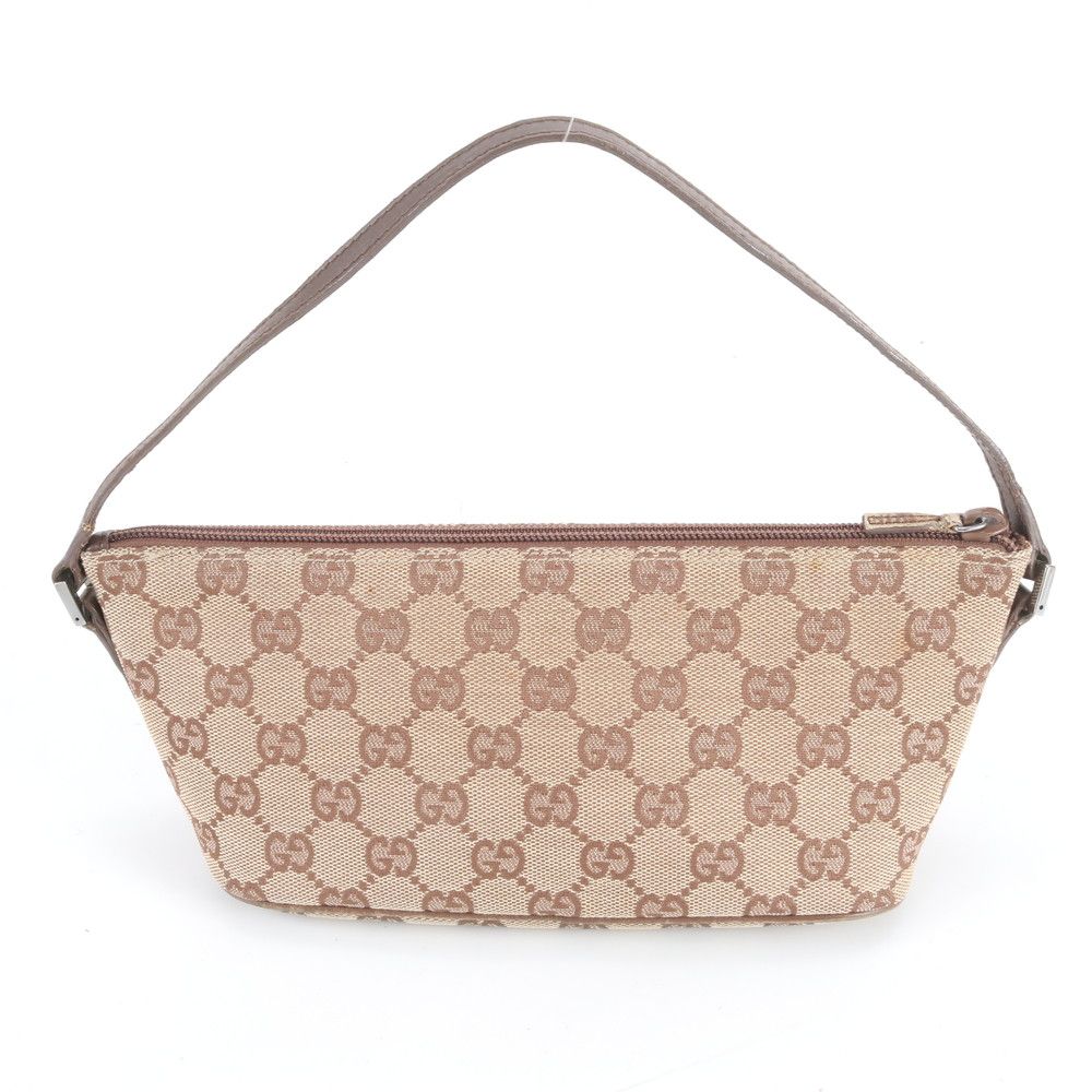 Gucci GG Canvas Leather Handbag Pouch Tote Brown Mwe — view 3