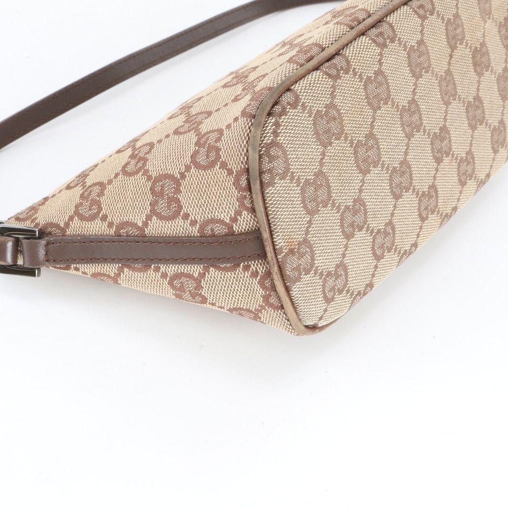 Gucci GG Canvas Leather Handbag Pouch Tote Brown Mwe — view 4