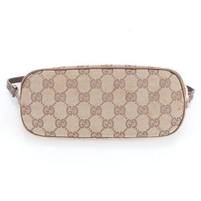 Gucci GG Canvas Leather Handbag Pouch Tote Brown Mwe — view 6