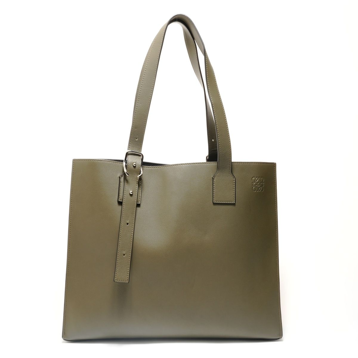 Loewe Tote Buckle Horizontal Leather Khaki