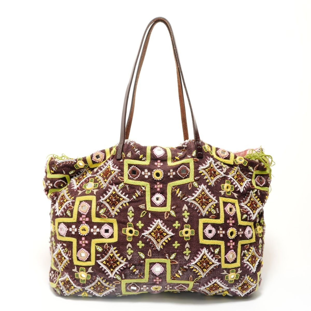 Fendi Tote Beads Embroidery Canvas