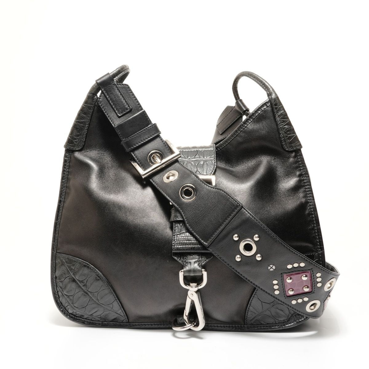 Prada Shoulder Bag Studded Leather