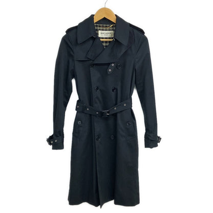 Saint Laurent Paris Trench Coat Black Long Sleeve Spring Autumn
