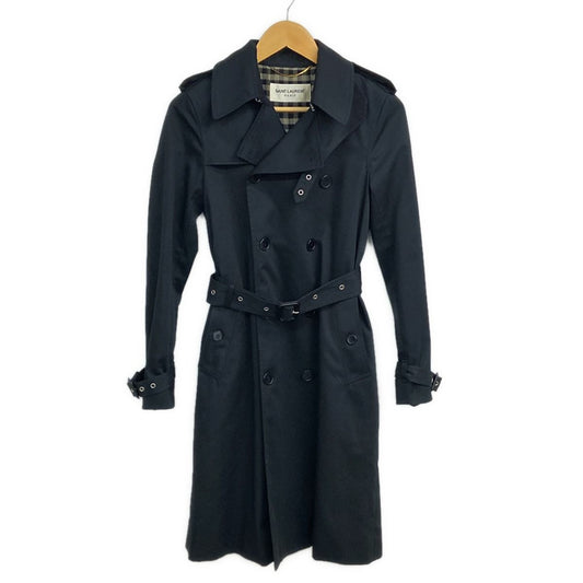 Saint Laurent Paris Trench Coat Black Long Sleeve Spring Autumn