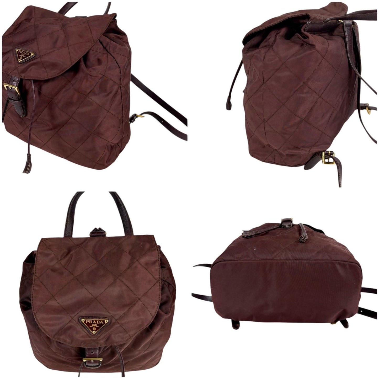 Prada Quilted Processing Tassel Charm Backpack Tessuto Nylon Wine Red — view 4