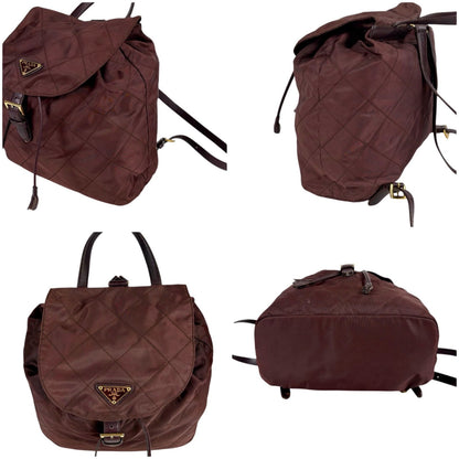 Prada Quilted Processing Tassel Charm Backpack Tessuto Nylon Wine Red — view 4