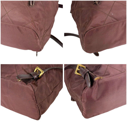 Prada Quilted Processing Tassel Charm Backpack Tessuto Nylon Wine Red — view 6
