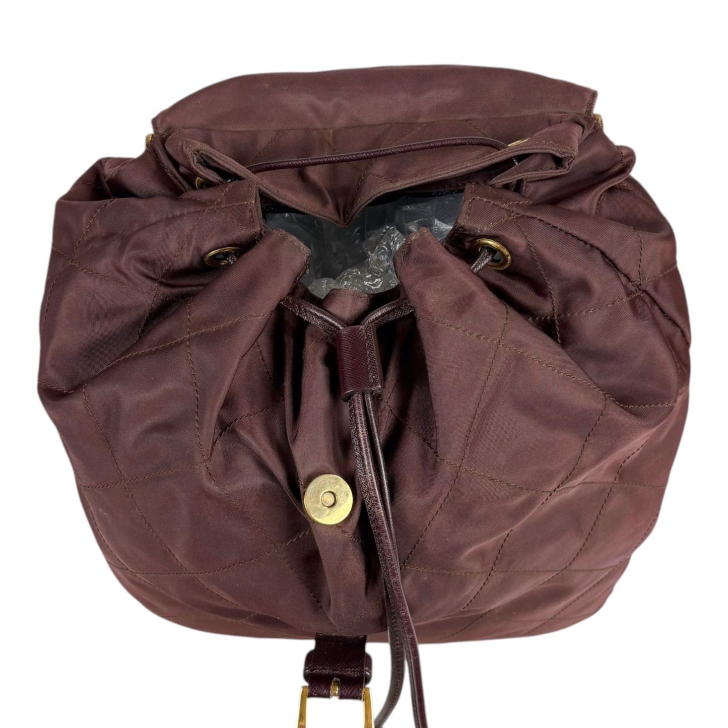 Prada Quilted Processing Tassel Charm Backpack Tessuto Nylon Wine Red — view 8