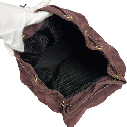 Prada Quilted Processing Tassel Charm Backpack Tessuto Nylon Wine Red — view 9