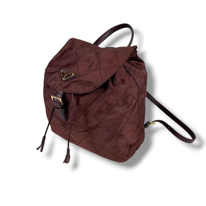 Prada Quilted Processing Tassel Charm Backpack Tessuto Nylon Wine Red — view 2
