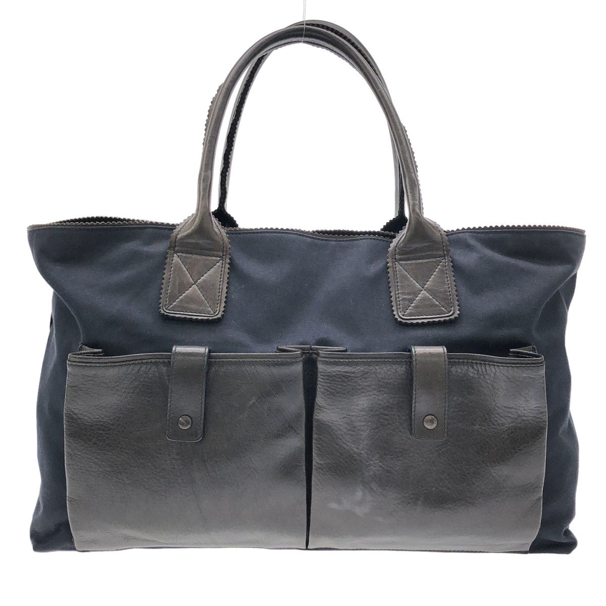 Bottega Veneta Leather Tote Navy Black