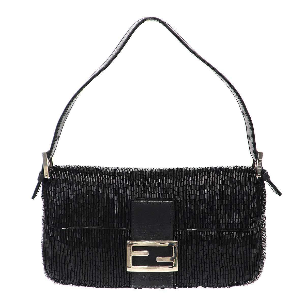 Fendi Beaded Mamma Baguette Bag Black
