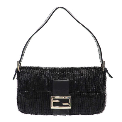 Fendi Beaded Mamma Baguette Bag Black