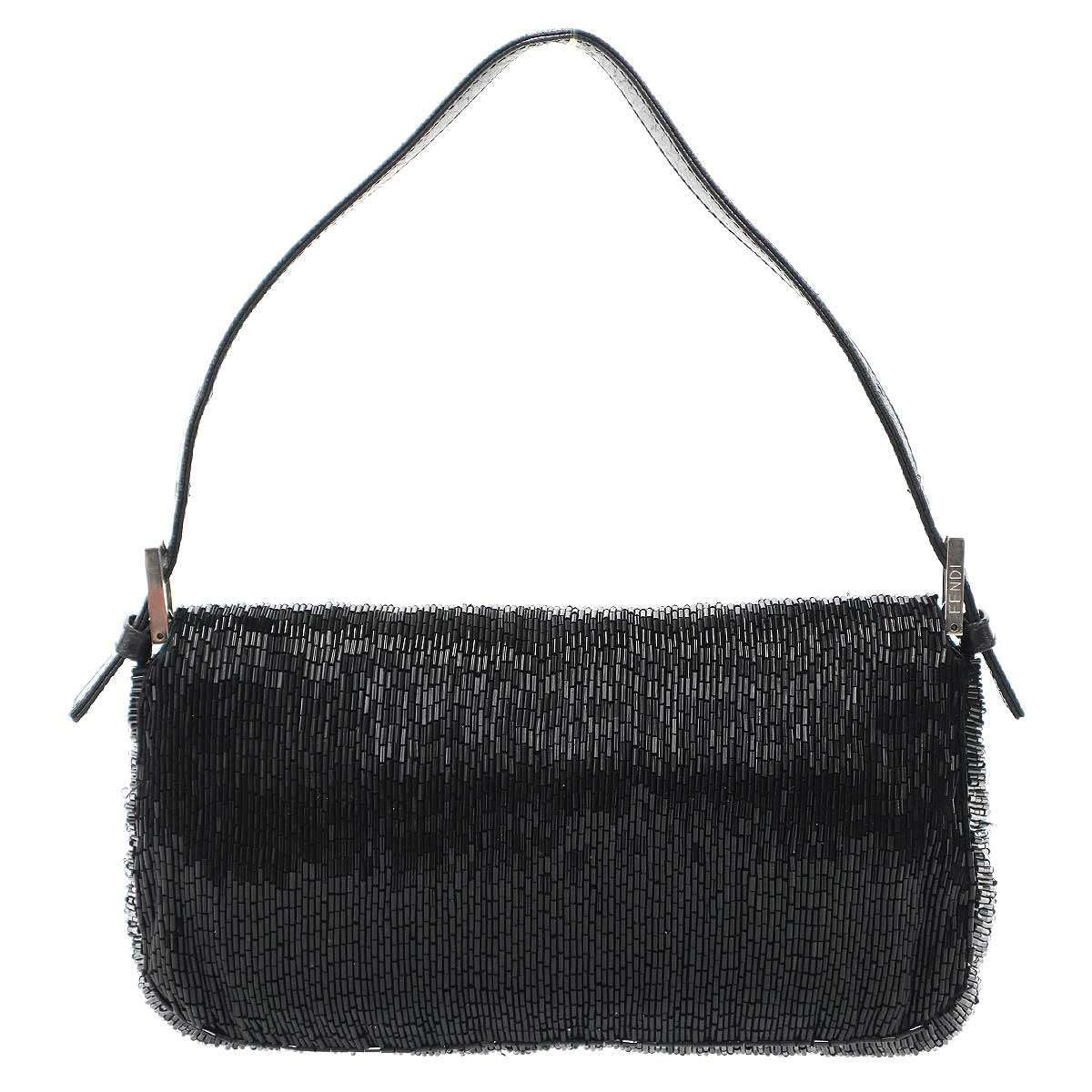 Fendi Beaded Mamma Baguette Bag Black — view 2
