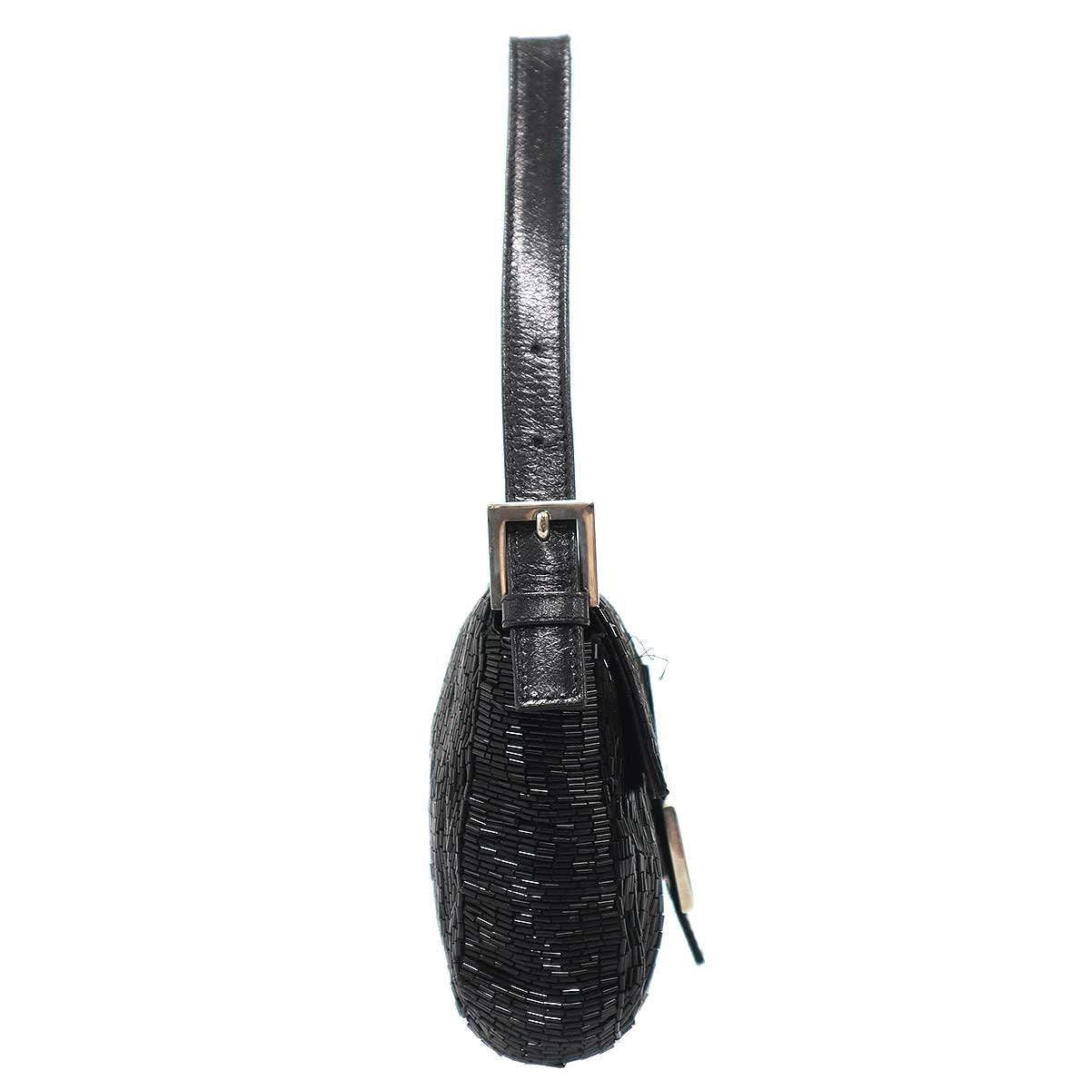 Fendi Beaded Mamma Baguette Bag Black — view 3