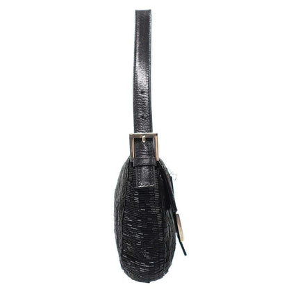 Fendi Beaded Mamma Baguette Bag Black — view 3