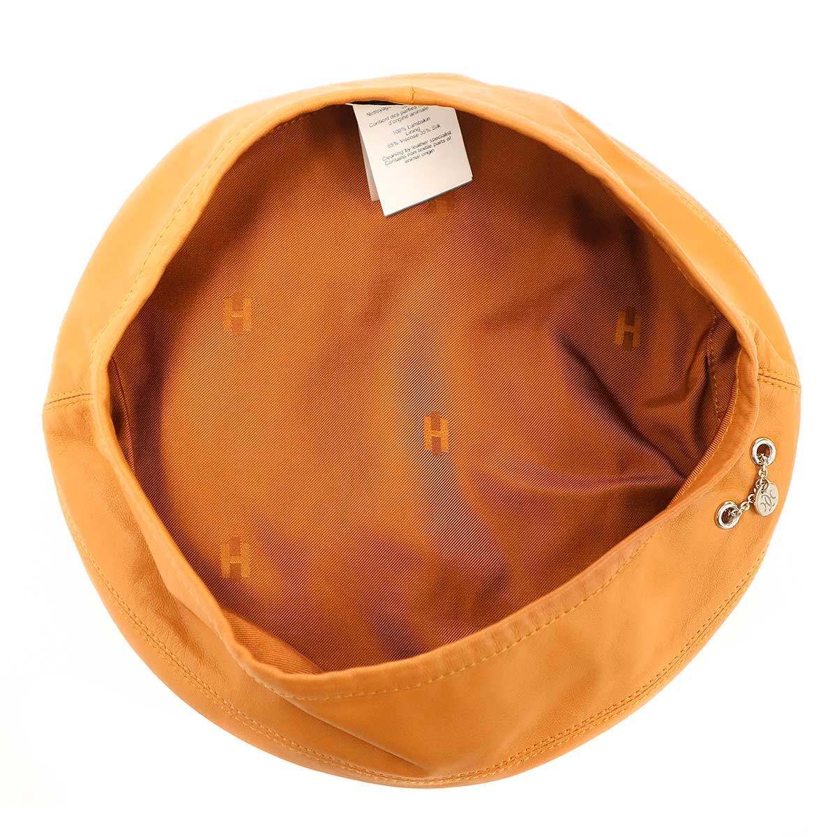 Hermes Leather Beret Camel Brown 58 Hat — view 6