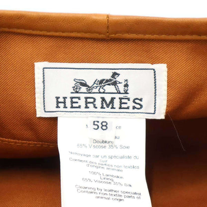 Hermes Leather Beret Camel Brown 58 Hat — view 5