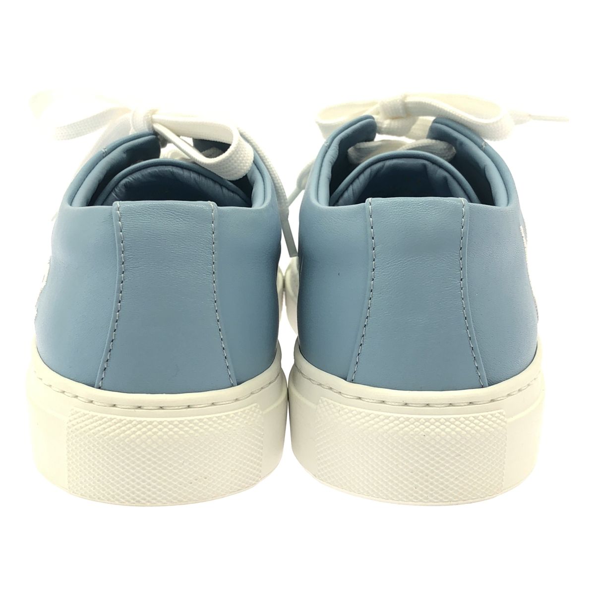 Versace Logo Embroidery Leather Low Cut Sneakers Blue — view 3