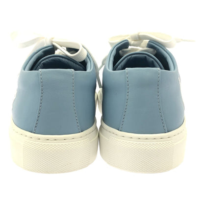 Versace Logo Embroidery Leather Low Cut Sneakers Blue — view 3