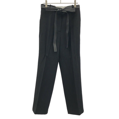 Celine by Phoebe Philo Leather Belted Wool Trousers Pants 2 Black 34