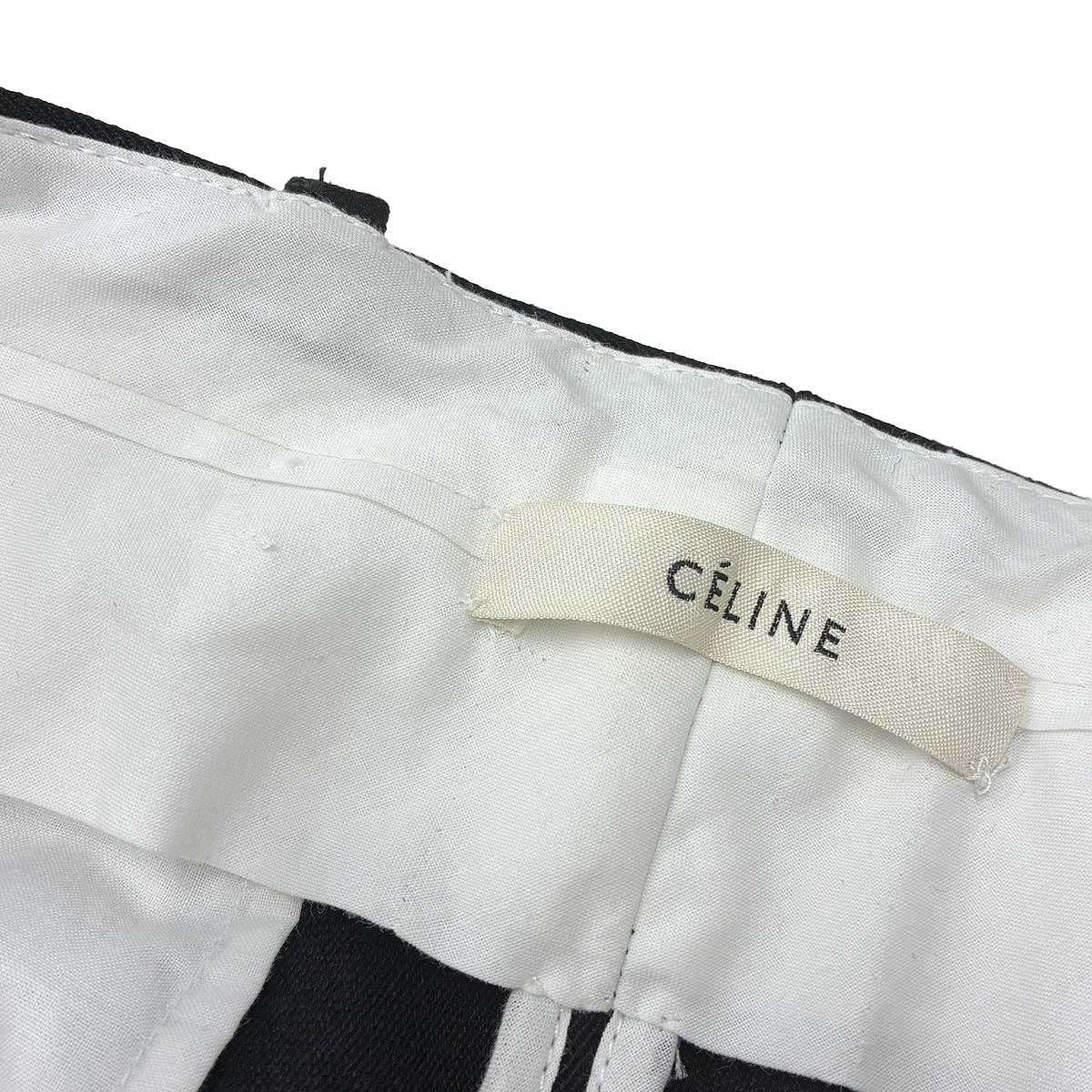 Celine by Phoebe Philo Leather Belted Wool Trousers Pants 2 Black 34 — view 6