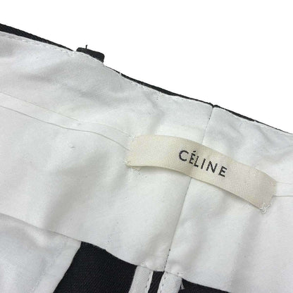 Celine by Phoebe Philo Leather Belted Wool Trousers Pants 2 Black 34 — view 6