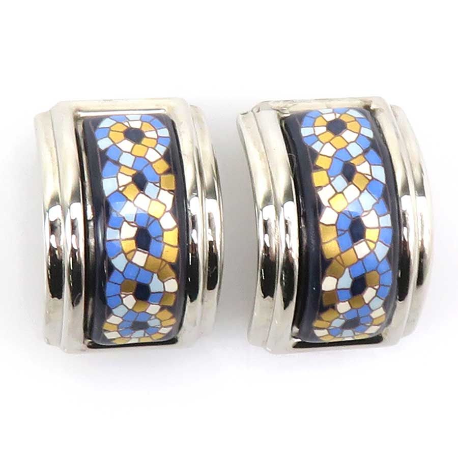 Hermes Earrings Cloisonne Gold