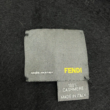 Fendi Fur Fringe Cashmere Shawl Black Scarf — view 3