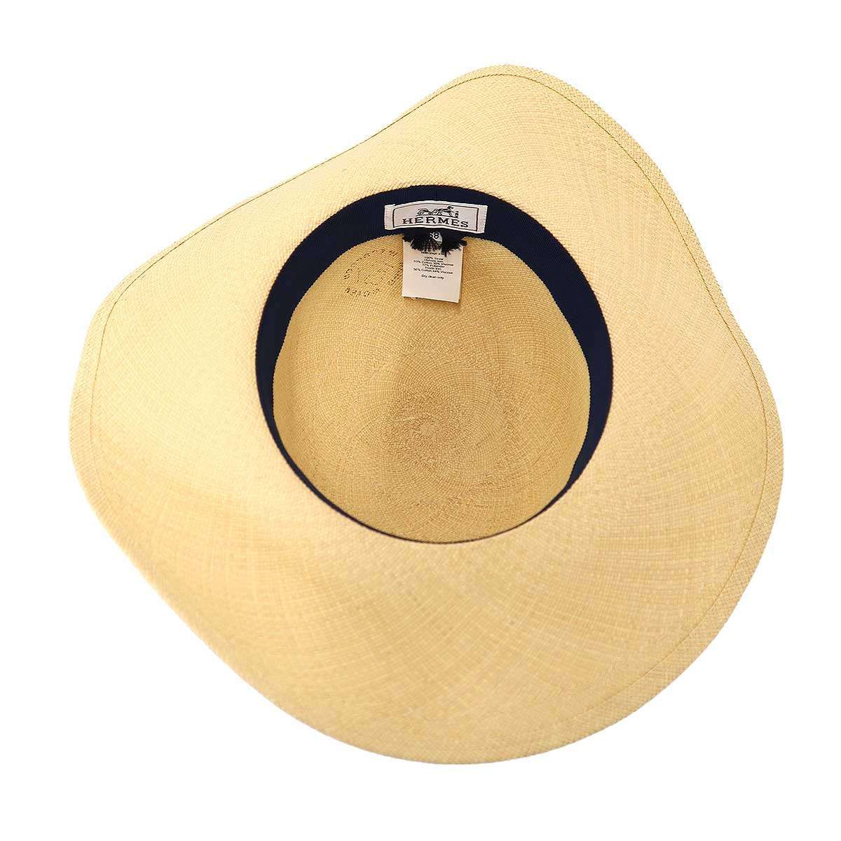 Hermes Wide Brim Straw Hat Beige 58 — view 6