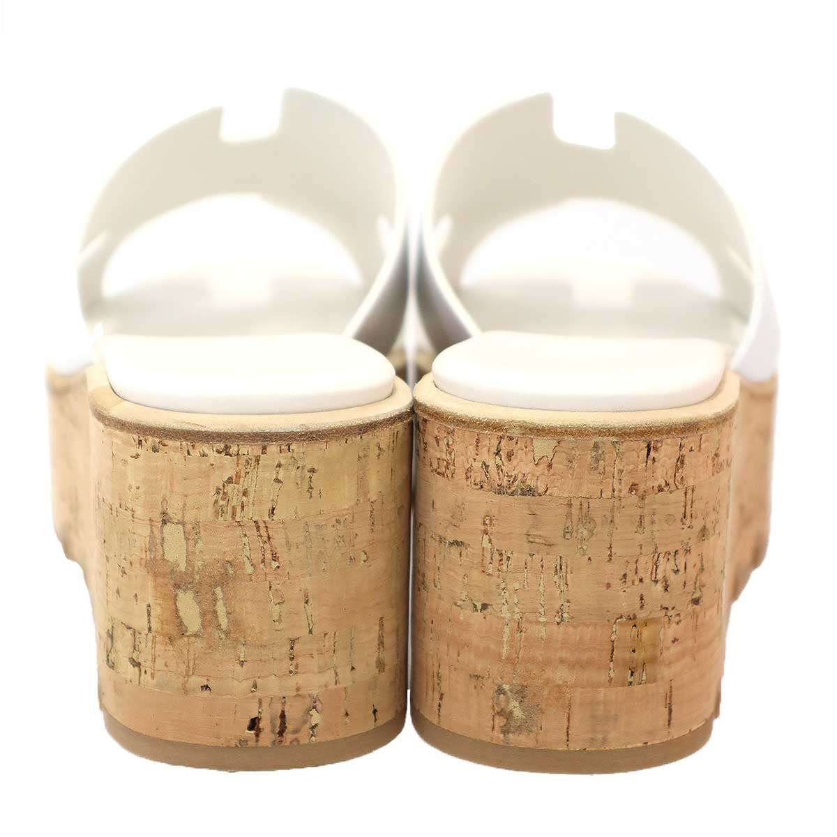 Hermes Eze Platform Cork Sandals Sl1 White — view 3