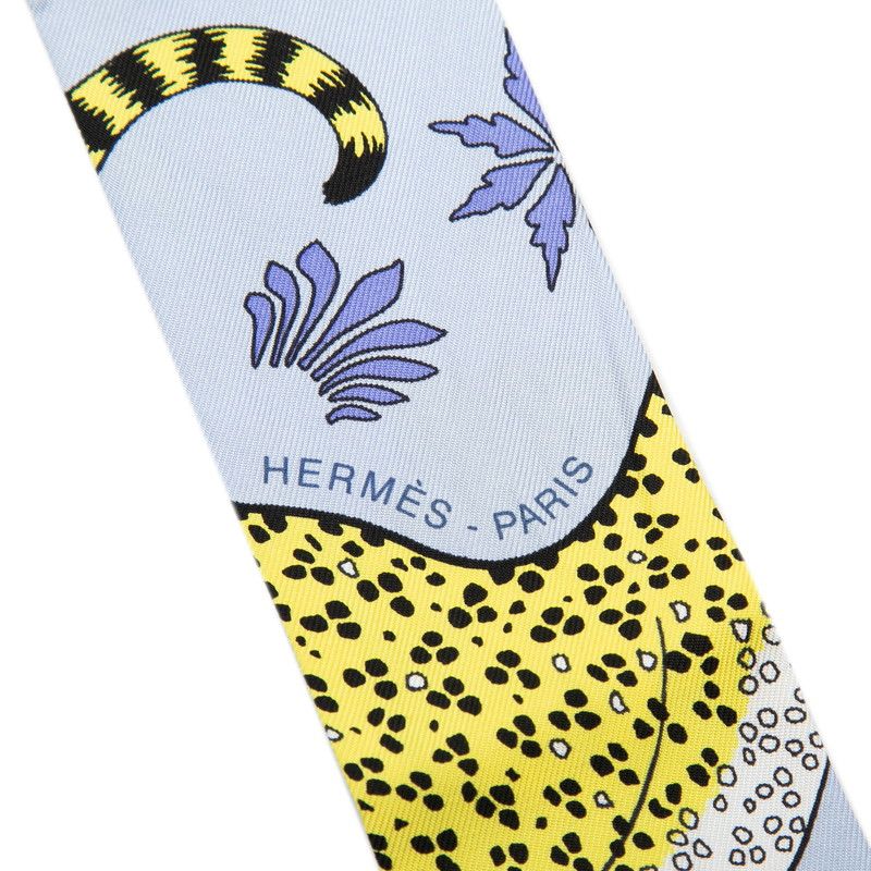 Hermes Twilly les Leopards Scarf Purple Multicolor Silk 1 — view 4
