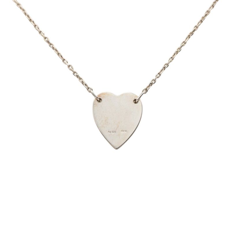 Gucci Trademark Heart Pendant Necklace Silver 1 — view 2