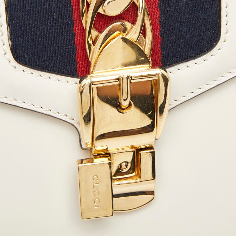 Gucci Sylvie Mini 2-Way Shoulder Bag White Leather 1 — view 8