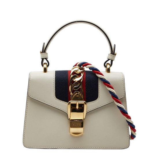 Gucci Sylvie Mini 2-Way Shoulder Bag White Leather 1