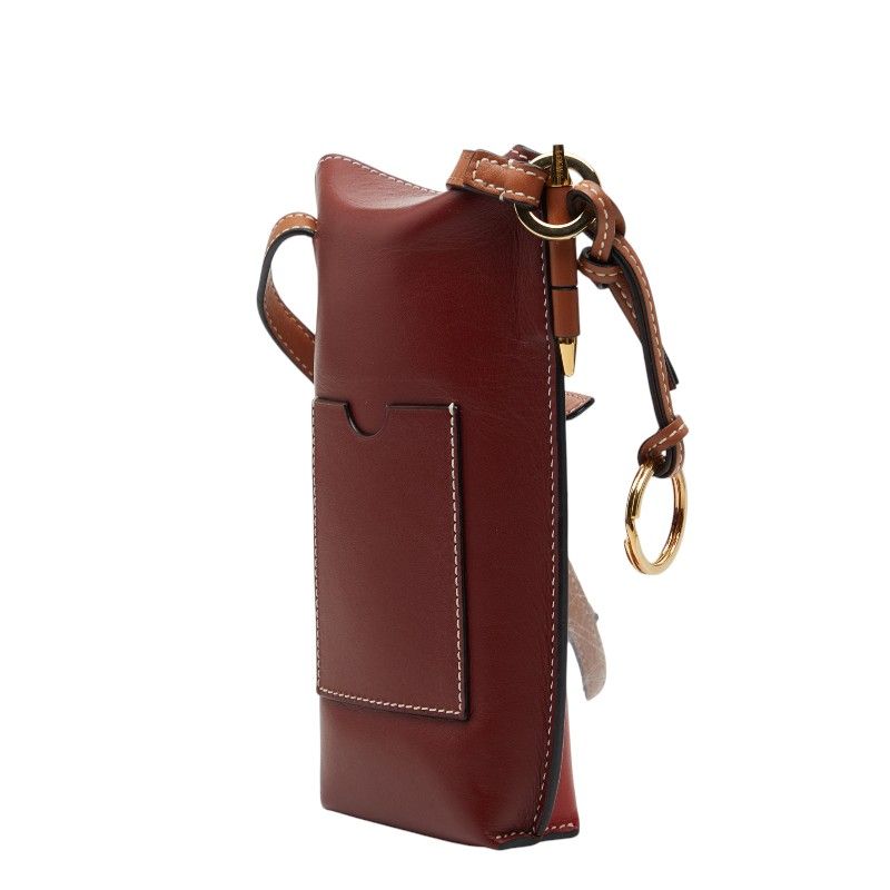 Loewe Anagram Gate Pocket Crossbody Shoulder Bag Brown Red Leather 1 — view 2
