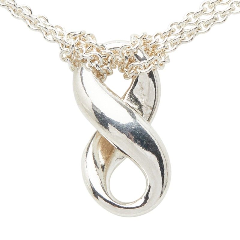 Tiffany & Co Infinity Figure 8 Double Chain Pendant Necklace Silver 1 — view 3